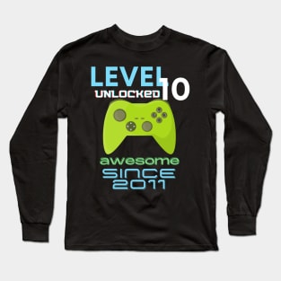 Level 10 Unlocked Awesome 2011 Video Gamer Long Sleeve T-Shirt